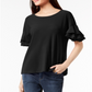 INC International Concepts Women's Ruffled Sleeve Top Black Size Petite S