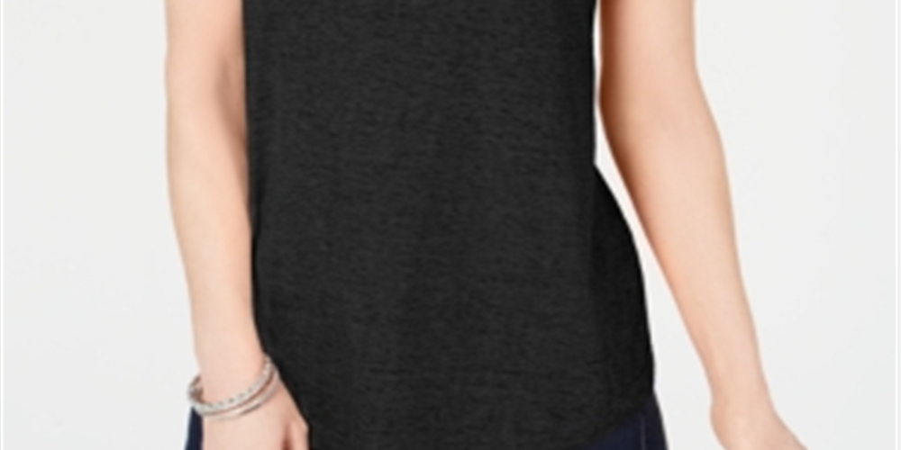 Style & Co Women's Chest Pocket Burnout Top Black Size Small