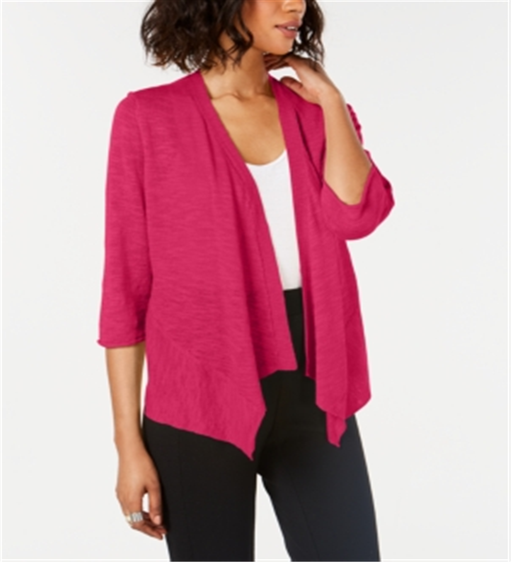 Alfani Women's Linen Open Front Cardigan Pink Size Large