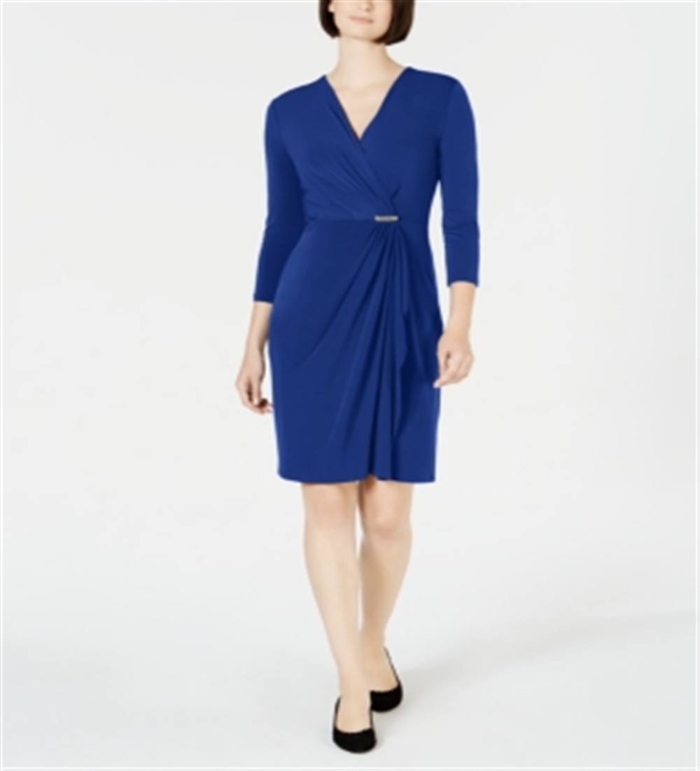 Charter Club Women's Hardware Faux Wrap Dress Blue Size XX-Large