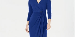 Charter Club Women's Hardware Faux Wrap Dress Blue Size XX-Large