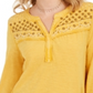 Style & Co Women's Embroidered Cotton Jersey Shirt Yellow Size X-Small