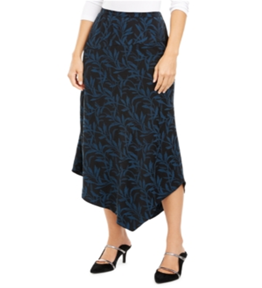 Alfani Women's Printed Asymmetrical Midi Skirt Blue Size 12
