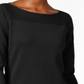 Karen Scott Women's Textured Jewel Neck 3/4 Sleeve Top Black Size X-Small