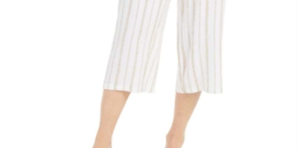 JM Collection Women's Striped Crinkle Pants Brown Size Large