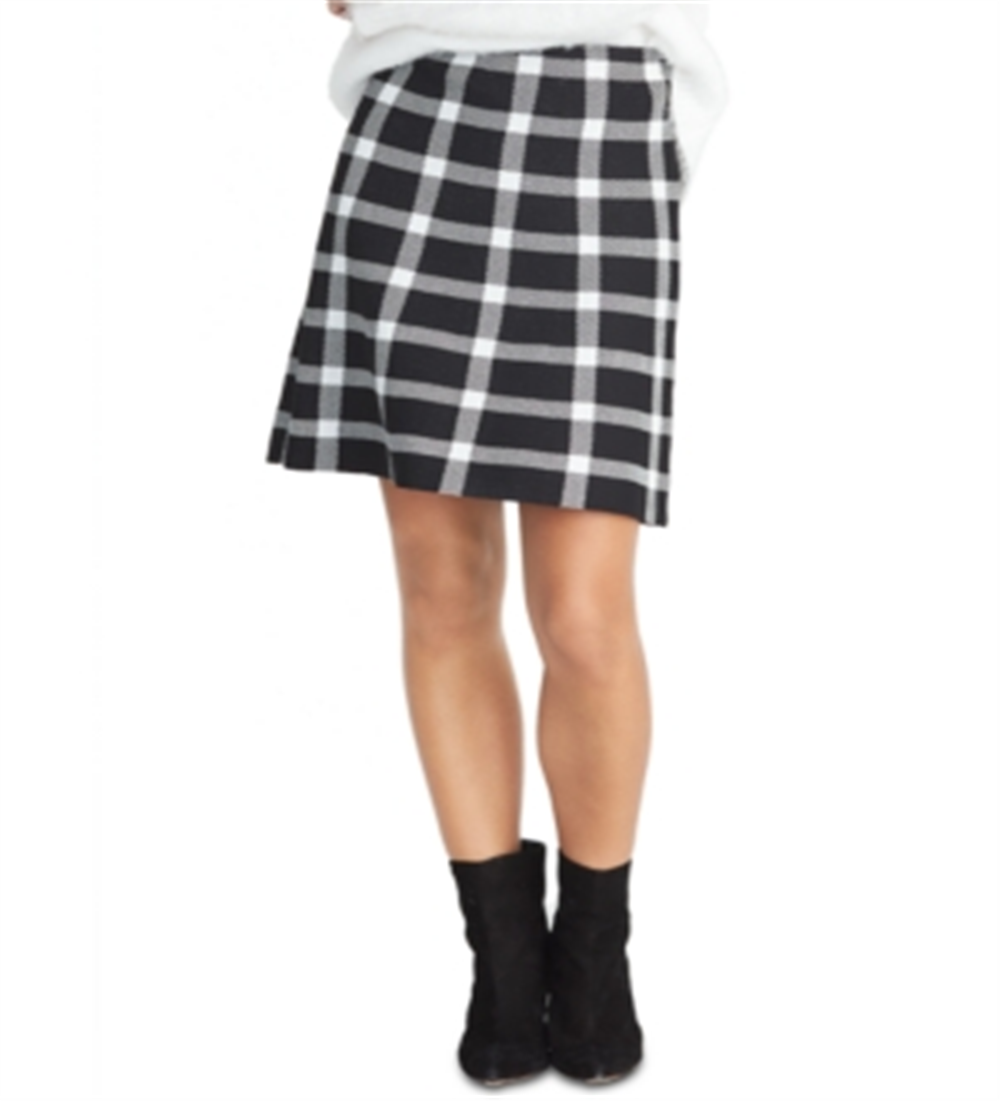 Rachel Roy Women's Check Above The Knee Pencil Skirt Black Size Medium