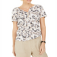 Karen Scott Women's Printed Henley Top Brown Size Small