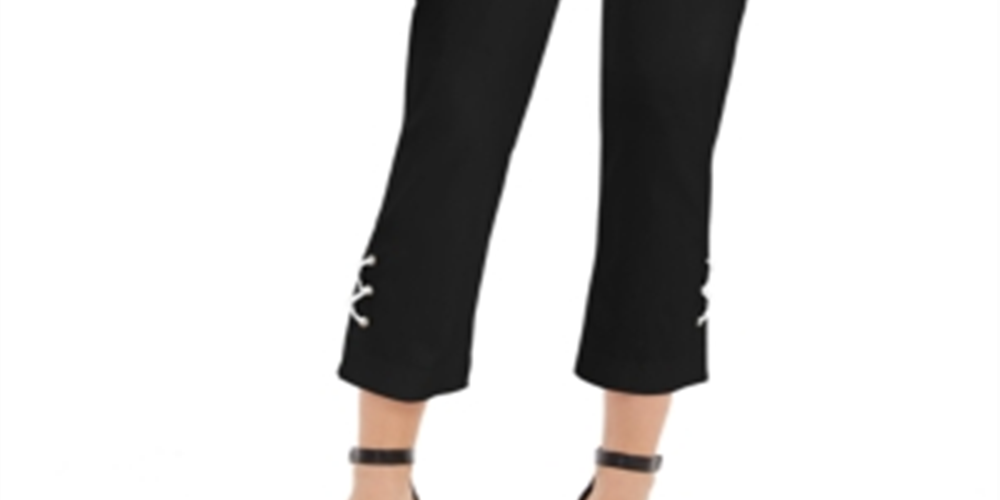 JM Collection Women's Lace Up Tummy Control Ankle Pants Black Size X-Small