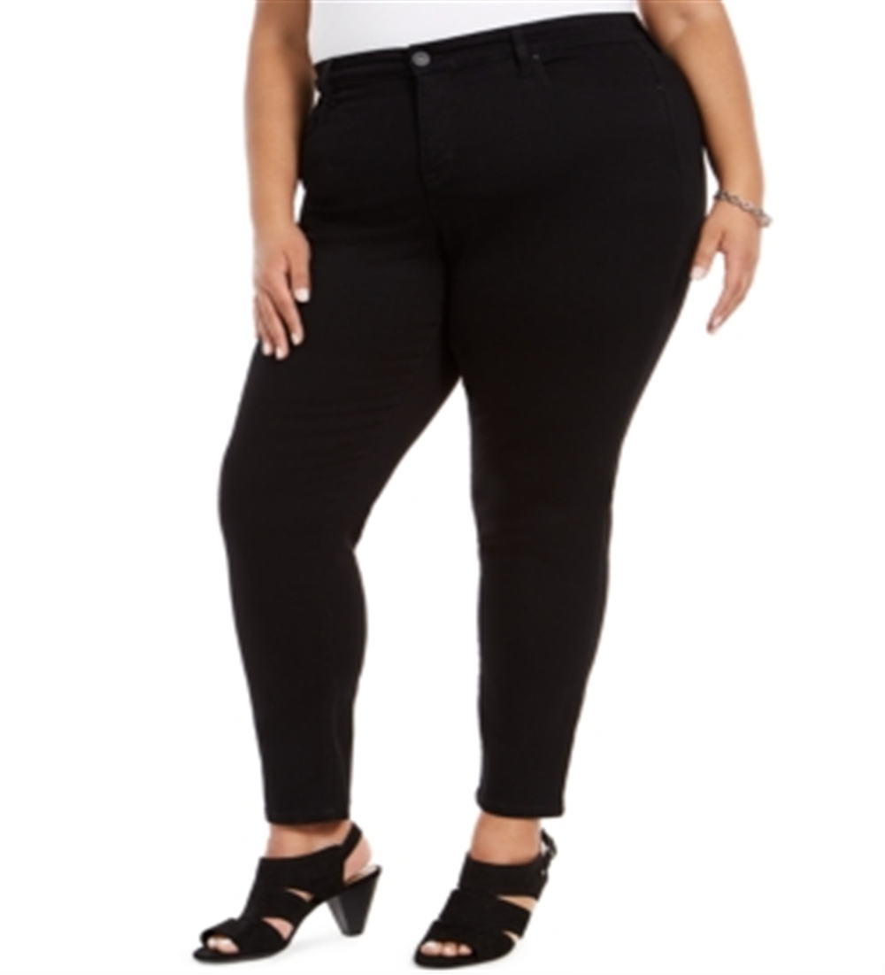 Style & Co Women's Plus Mid Rise Curvy Skinny Jeans Black Size Petite Small
