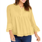 Charter Club Women's Double Ruffle Textured Pintuck Top Yellow Size Petite XL