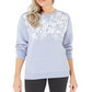 Karen Scott Women's Floral Print Fleece Top Blue Size X-Small