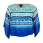 Alfani Women's Dot Printed Chiffon Blouson Blue Size Petite Small