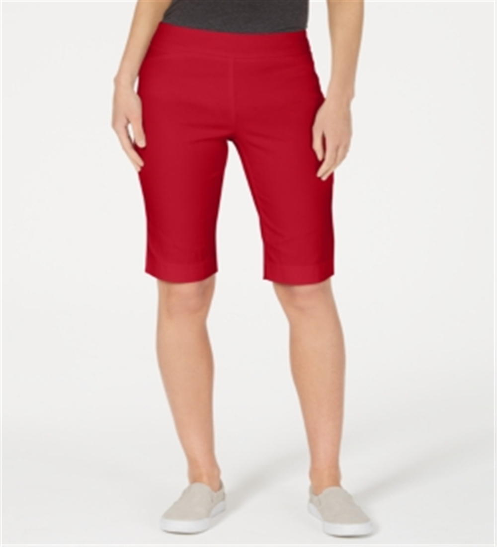 Charter Club Women's Pull On Bermuda Shorts Red Size Small