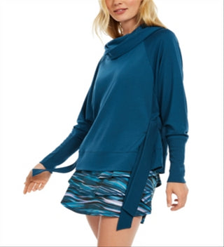 Ideology Women's Teal Long Sleeve Mock Active Wear Sweater Green Size X-Small