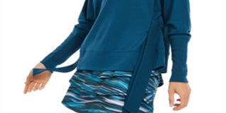 Ideology Women's Teal Long Sleeve Mock Active Wear Sweater Green Size X-Small