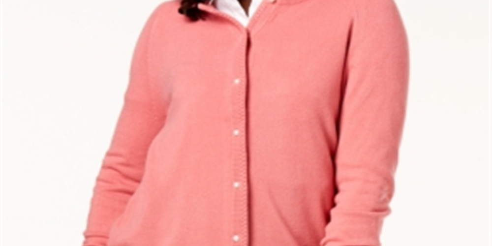 Karen Scott Women's Bead Button Cardigan Pink Size X-Small