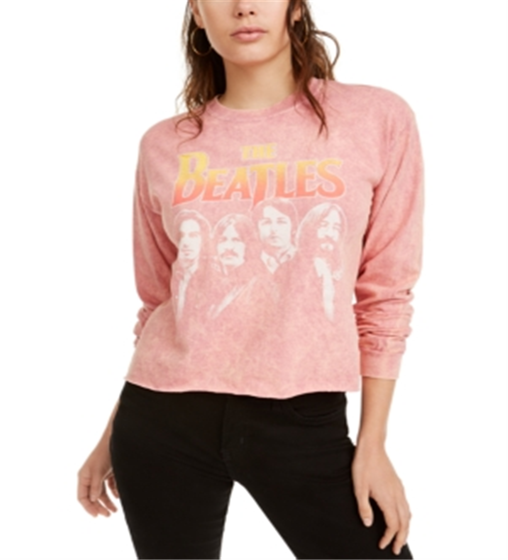 True Vintage Women's The Beatles Logo T-Shirt Cotton Graphic Red Size Medium