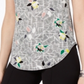 Alfani Women's Printed Round Hem T-Shirt Gray Size Petite Medium