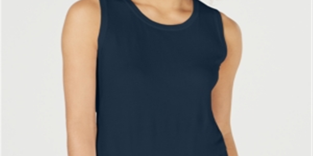 Charter Club Women's Sleeveless Crew Neck Sweater Blue Size Large