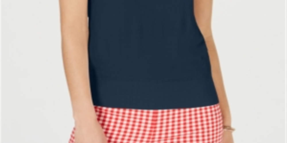 Charter Club Women's Sleeveless Crew Neck Sweater Blue Size Large