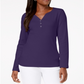 Karen Scott Women's Cotton Henleyn Neck Top Purple Size Petite L