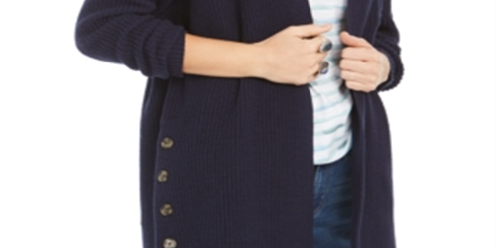 Style & Co Women's Button Side Oversized Cardigan Blue Size Small