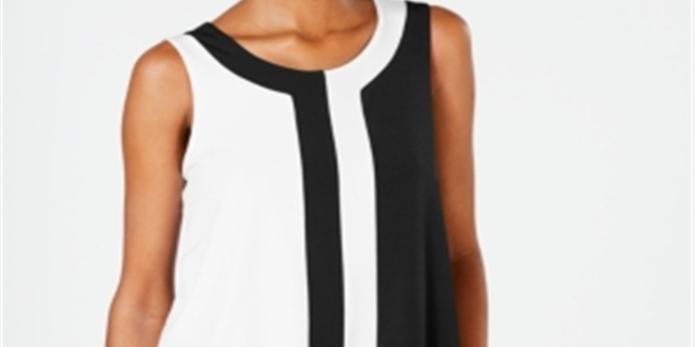 Alfani Women's Colorblocked Sleeveless Top Black Size Petite L
