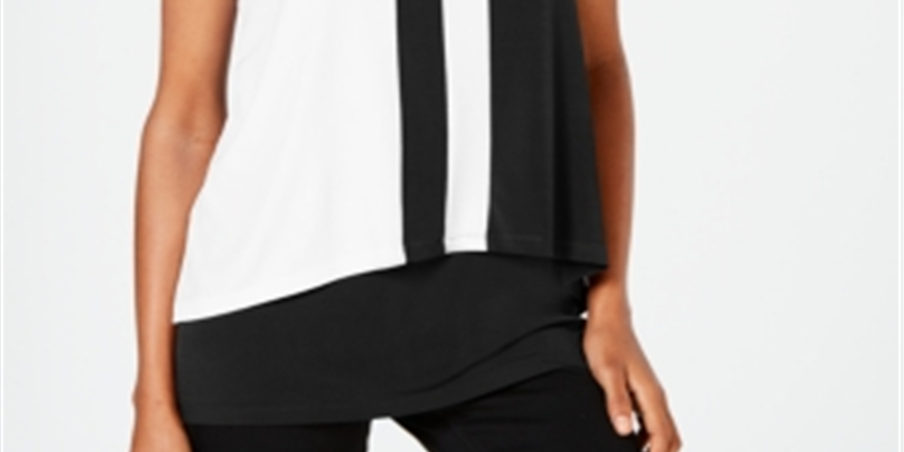 Alfani Women's Colorblocked Sleeveless Top Black Size Petite L