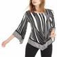 Alfani Women's Printed Pointed Hem Top Black Size Petite L