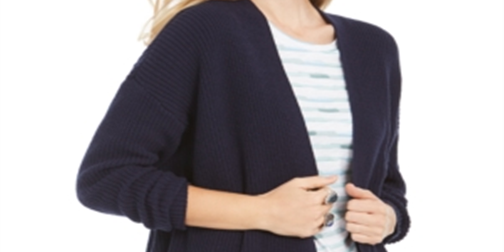 Style & Co Women's Button Side Oversized Cardigan Blue Size X-Small