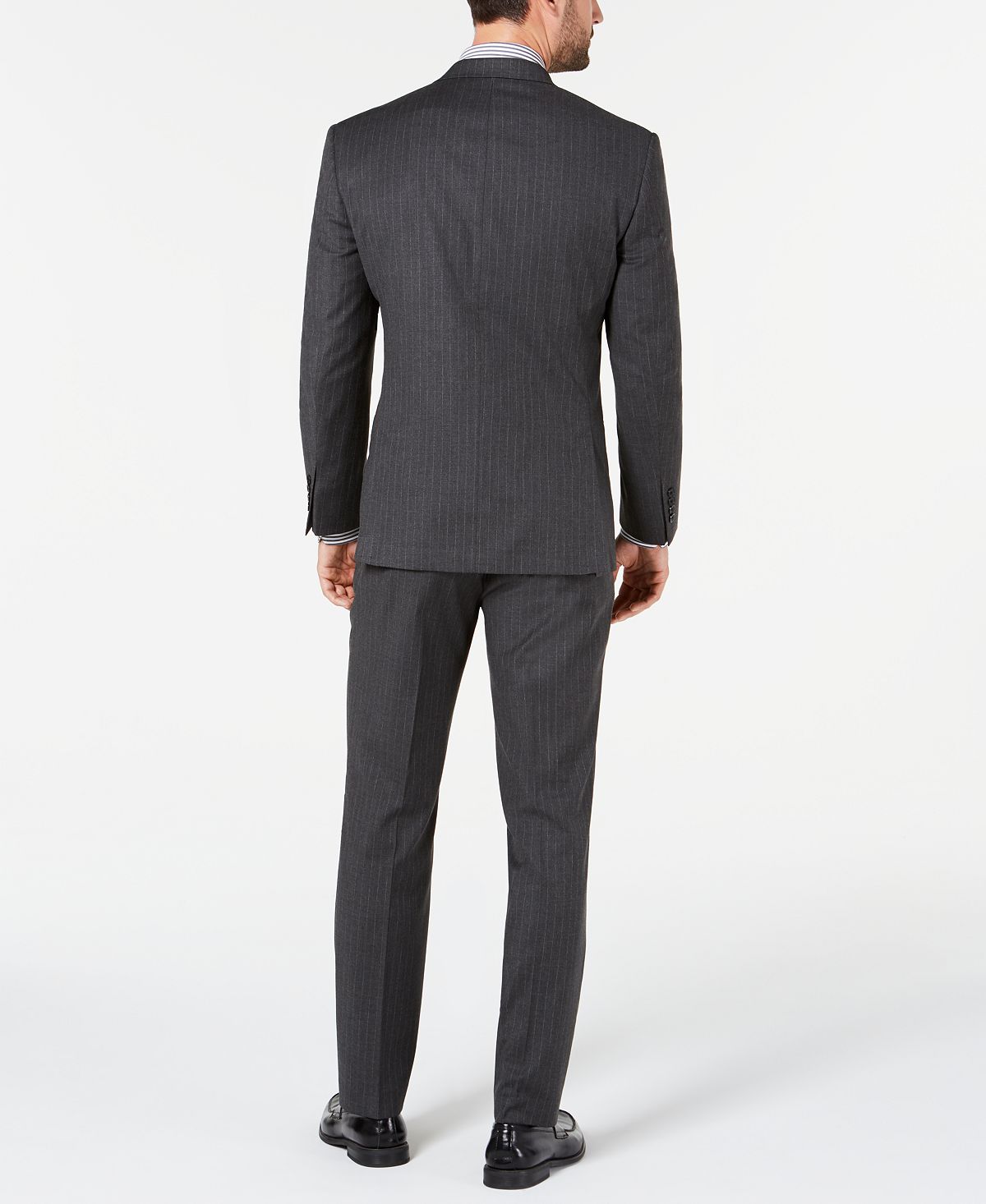 Marc New York by Andrew Marc Men's Modern-Fit Stretch Pinstripe Suit Gray Size 42 T
