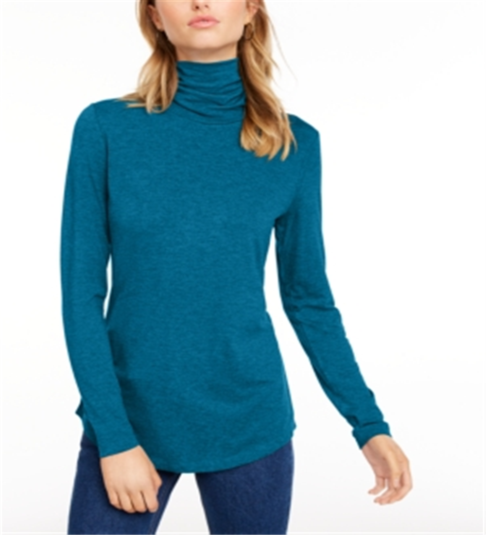 Maison Jules Women's Turtleneck Top Green Size Small