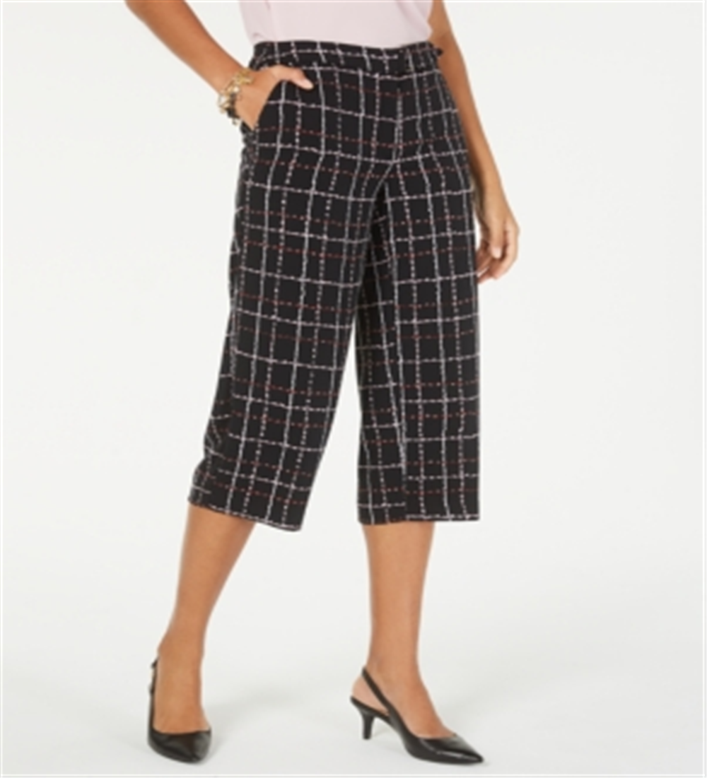 Alfani Women's Printed Cropped Pants Black Size 8