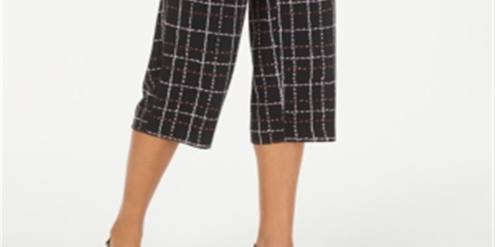 Alfani Women's Printed Cropped Pants Black Size 8