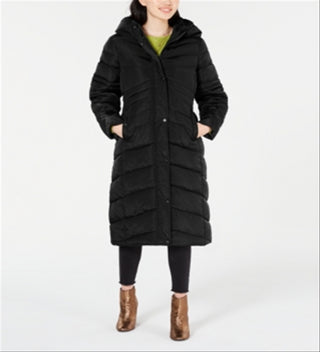 Madden Girl Junior's Hooded Maxi Puffer Coat Black Size Small