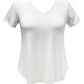 JM Collection Women's V Neck T-Shirt White Size X-Large
