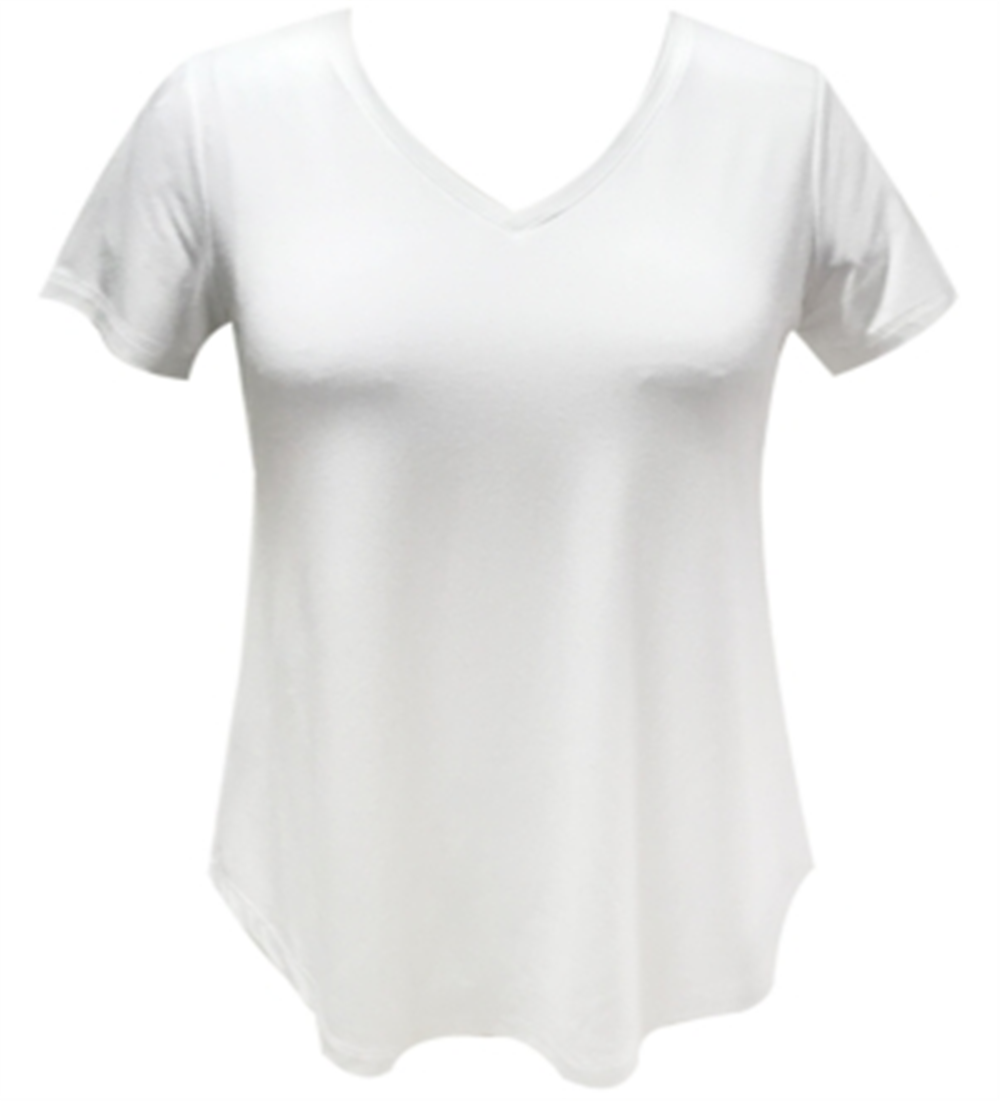 JM Collection Women's V Neck T-Shirt White Size X-Large