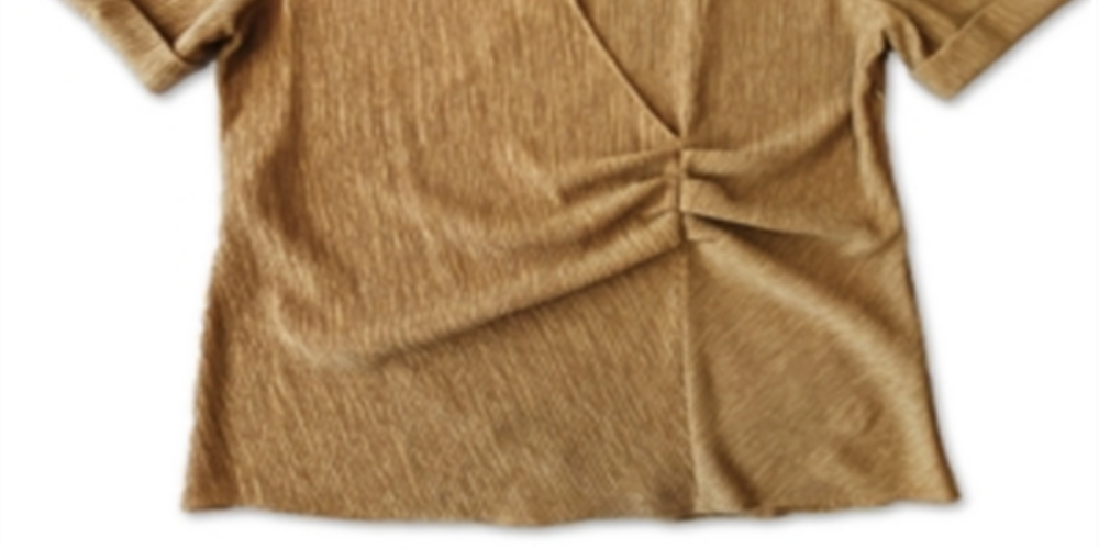 Alfani Women's Pleated Waist Surplice Henley Top Brown Size Large