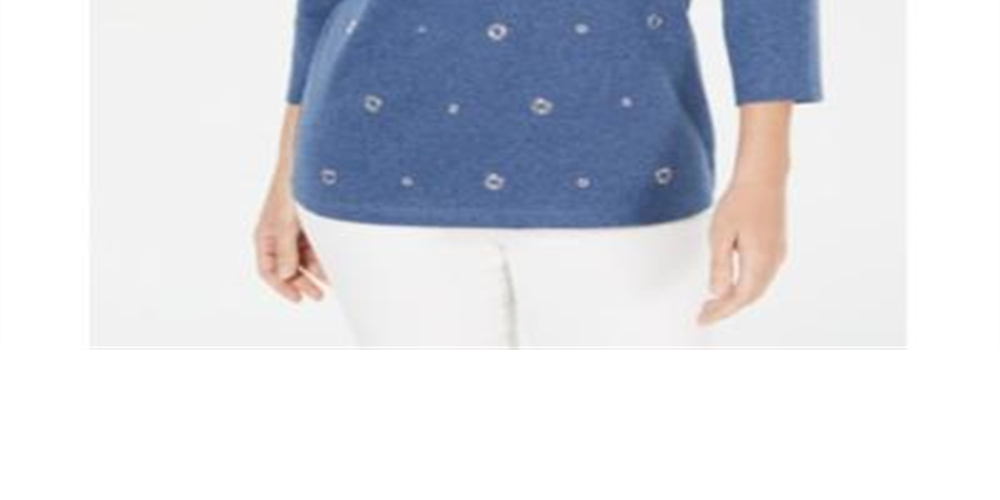 Karen Scott Women's Cotton Grommet Top Blue Size Large