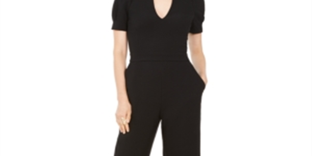 Vince Camuto Women's Puff Sleeve Wide Leg Jumpsuit Black Size 10