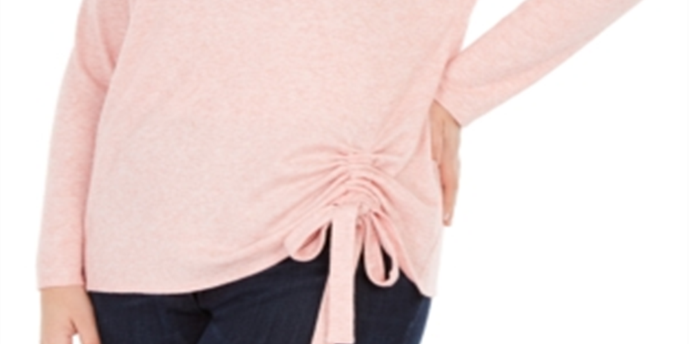 INC International Concepts Women's Plus Drawstring-Ruched Top Pink Size 0X