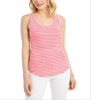 Charter Club Women's Supima Cotton Knit Stripe Tank Red Size XX-Large