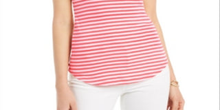 Charter Club Women's Supima Cotton Knit Stripe Tank Red Size XX-Large