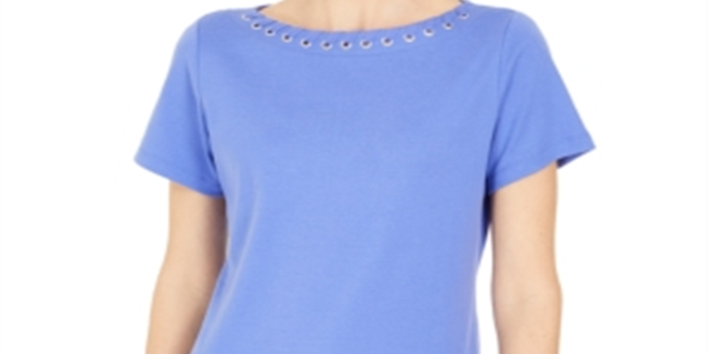 Karen Scott Women's Grommet Trim Top Purple Size X-Small