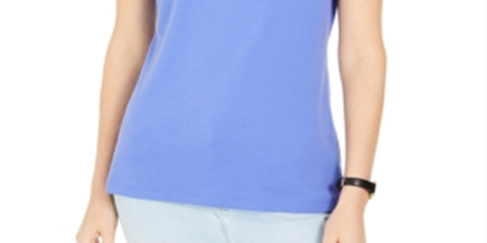 Karen Scott Women's Grommet Trim Top Purple Size X-Small