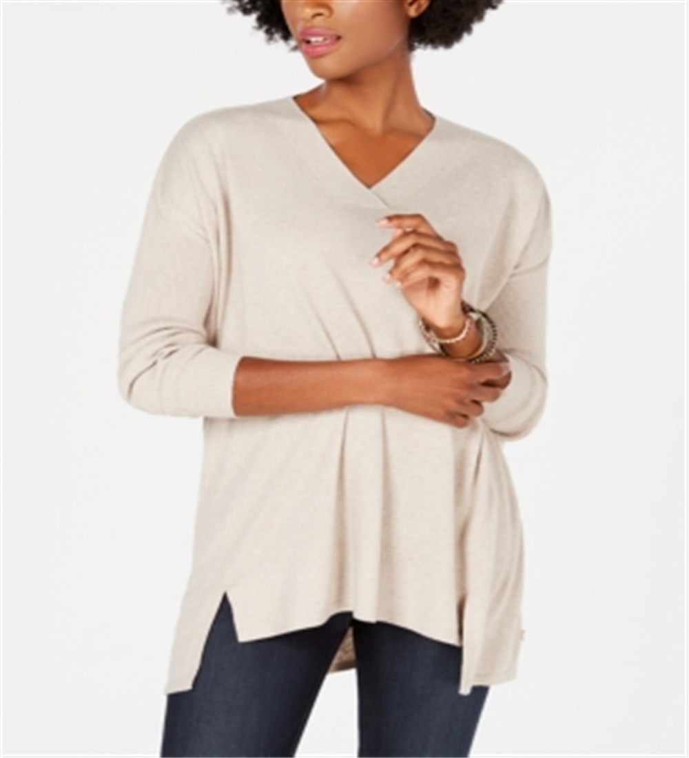 Style & Co Women's V Neck Tunic Sweater Brown Size XX-Large