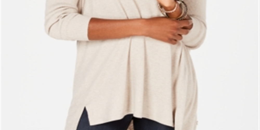 Style & Co Women's V Neck Tunic Sweater Brown Size XX-Large