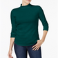 Charter Club Women's Cotton Mock-Neck Top Green Size X-Small