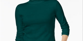 Charter Club Women's Cotton Mock-Neck Top Green Size X-Small