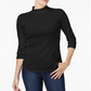 Charter Club Women's Cotton Mock Neck Top Black Size X-Small